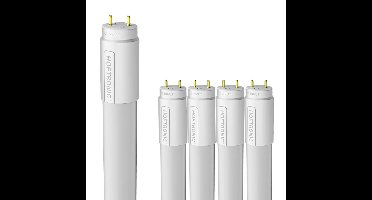 Set van 5 LED TL Buizen 150cm - T8 G13 Fitting - 24 Watt 2640 lumen (110/W) - 3000K warm wit - Flikkervrij - Vervangt 58 Watt (58W/830) - Incl. Starter