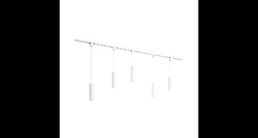 Taros Railverlichting Pakket Wit - Recht - 2x 1 m rail - 5 hanglamp - Incl. 2700K GU10 - IP20 - Modulair - 230V