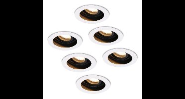 Set van 6 Laredo LED inbouwspots - GU10 - 4 Watt 345 lumen - 2700K Warm wit - Dimbaar - verzonken - Rond - Kantelbaar - IP20 Voor binnen - Wit