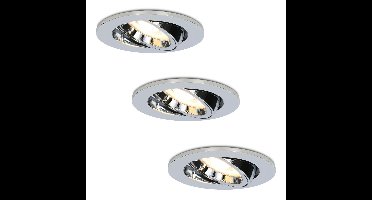 Set van 3 Maya LED inbouwspots - 4 Watt 345 lumen - 2700K Warm wit - GU10 - Dimbaar - Rond - Kantelbaar - IP20 voor binnen - Chroom