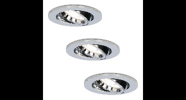 Set van 3 Maya LED inbouwspots - 4 Watt 345 Lumen - 6500K Daglicht wit - GU10 - Dimbaar - Rond - Kantelbaar - IP20 voor binnen - Chroom