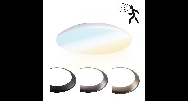 LED Bulkhead - Bewegingssensor - Ø25 cm - 12 watt - 1300 Lumen - 3 Lichtkleuren - CCT Switch - IP65 Waterdicht - IK10 - Wit - Plafondlamp