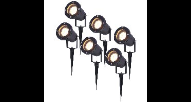 Set van 6 Sydney LED prikspots - Dimbaar - Kantelbaar - GU10 4 Watt 345 lumen - 2700K warm wit - IP65 Waterdicht - Zwart
