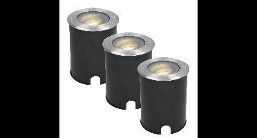 Set van 3 Lilly LED Grondspots - Dimbaar - Kantelbaar - GU10 - 4000K neutraal wit - 4 Watt 345 Lumen - Rond - IK10 - RVS - IP67 waterdicht