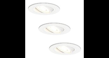 Set van 3 Pittsburg LED inbouwspots - GU10 4 Watt 345 Lumen - 4000K Neutraal wit - Dimbaar - Rond - Kantelbaar - IP20 Voor binnen - Wit