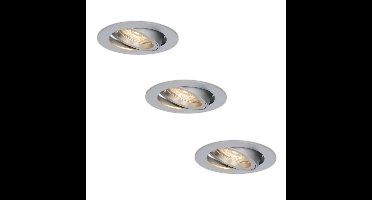 Set van 3 Jose LED inbouwspots - 5 Watt 400 lumen - 4000K Neutraal wit - GU10 - Dimbaar - Rond - Kantelbaar - Voor binnen - RVS