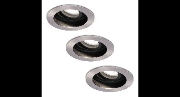 Set van 3 Mesa LED inbouwspots - GU10 4 Watt 345 Lumen - 6500K Daglicht wit - Dimbaar - verzonken - Rond - Kantelbaar - IP20 Voor binnen - RVS