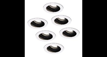 Set van 6 Laredo LED inbouwspots - GU10 4 Watt 345 Lumen - 6500K daglicht wit - Dimbaar - verzonken - Rond - Kantelbaar - IP20 Voor binnen - Wit