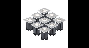 Set van 9 LED Grondspots vierkant buiten - Dimbaar - GU10 - 6500K daglicht wit - 4 Watt 345 Lumen - Tuinspot - Oprit - RVS - IP64 Waterdicht