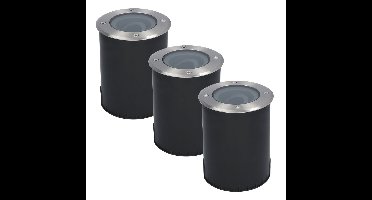Set van 3 Lilly LED Grondspots - Dimbaar - Kantelbaar - GU10 fitting - Rond - IK10 - Tuinspot - Oprit - RVS - IP67 waterdicht