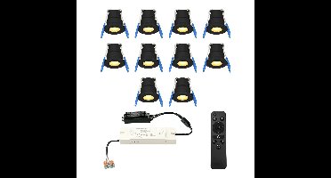 Set van 10 12V 3W - Mini LED Inbouwspot - Zwart - Dimbaar - Verzonken - Verandaverlichting - IP65 voor buiten - 2700K - Warm wit