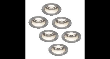 Set van 6 Mesa LED inbouwspots verzonken - 4 Watt 345 Lumen - 6500K daglicht wit - GU10 - Dimbaar - Rond - IP64 Waterdicht - RVS- Anti-glare