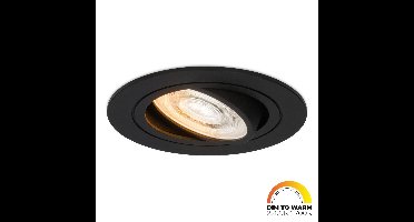 Miro LED inbouwspot - Extra plat 58mm - 3,8W 220lm - GU10 LED Module - Dim to warm - Dimbaar Kantelbaar - Rond - Voor binnen - Zwart
