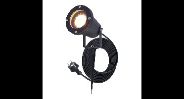 Sydney LED prikspot - GU10 4 Watt 345 lumen - Dimbaar - Kantelbaar - 2700K warm wit - IP65 Waterdicht - 1.5m kabel met EU-stekker - Zwart