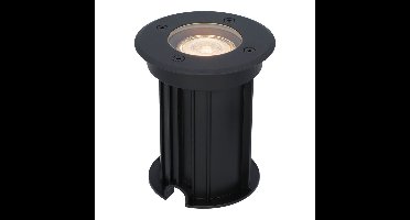 Maisy LED Grondspot Rond - Dimbaar - GU10 - 2700K warm wit - 4 Watt 345 lumen - Rond - Ø12cm - Tuinspot - Oprit - Zwart - IP67 waterdicht