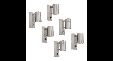 Set van 6 Mason Wandlampen - 6500K Daglicht Wit - Bewegingssensor en Schemerschakelaar - RVS - IP44 Waterdicht - Wandspot voor binnen en buiten