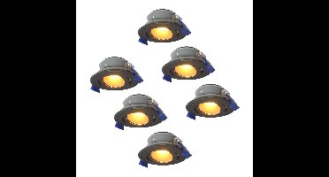 Set van 6 Lima LED inbouwspots - 4 Watt 345 lumen - 2700K Warm wit - GU10 - Dimbaar - Rond - Kantelbaar - IP65 Waterdicht - Zwart - Voor binnen, buiten en badkamer