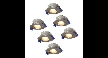 Set van 6 Lima LED inbouwspots - 4 Watt 345 Lumen - 4000K neutraal wit - GU10 - Dimbaar - Rond - Kantelbaar - IP65 Waterdicht - RVS - Voor binnen, buiten en badkamer