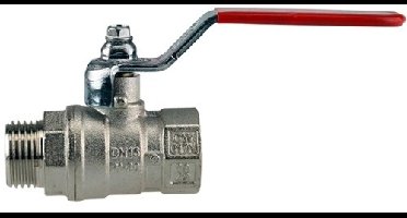 Kogelkraan 1/4" Bu x Bi max. 50 bar Deels rood handvat