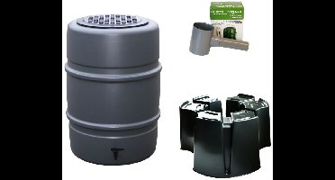 Harcostar regenton 227 liter antraciet + 3 delige voet + vulautomaat