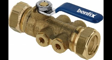 Bonfix knelkoppeling - terugstroombeveiliging met aftapgelegenheid EA - 15mm - knel - Messing