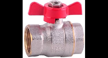 Kogelkraan Vlinderhendel Messing 1/4" binnendraad