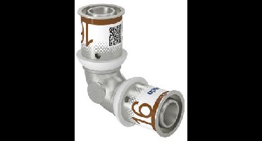 Uponor S-Press Plus bocht 90� - pers x pers - 16mm x 16mm - messing - Kiwa