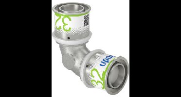 Uponor S-Press Plus bocht 90� - pers x pers - 32mm x 32mm - messing - Kiwa