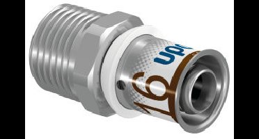 Uponor S-Press Plus draadkoppeling - buitendraad x pers - 3/8" x 16mm - messing - Kiwa