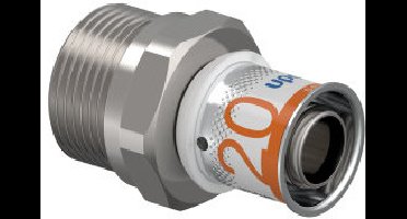 Uponor S-Press Plus overgangs koppeling - buitendraad/klem x pers - 22mm x 20mm - messing - Kiwa