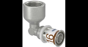Uponor S-Press Plus schroef knie 90� - binnendraad x pers - 1/2" x 16mm - messing - Kiwa
