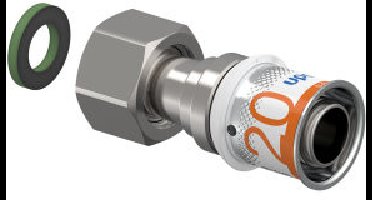 Uponor S-Press Plus schroef koppeling - Wartel - binnendraad x pers - 1/2" x 20mm - messing - Kiwa