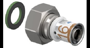 Uponor S-Press Plus schroef koppeling - Wartel - binnendraad x pers - 3/4" x 16mm - messing - Kiwa