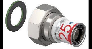Uponor S-Press Plus schroef koppeling - Wartel - binnendraad x pers - 1-1/4" x 25mm messing - Kiwa