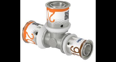 Uponor S-Press Plus verloop T-stuk 90� - pers x pers x pers - 20mm x 20mm x 16mm - messing - Kiwa