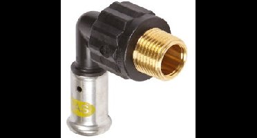 Henco - draad knie 90� - gas - pers x buitendraad - 16mm x 1/2" - pvdf