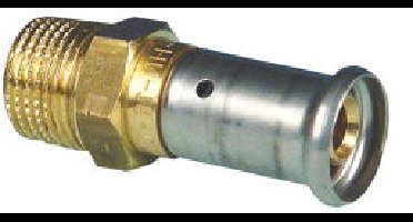 Henco - draad koppeling - pers x buitendraad - 16mm x 1/2" - messing