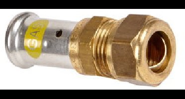Henco - overgangs koppeling - gas - pers x knel - 16mm x 15mm - messing