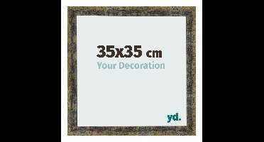Fotolijst 35x35 cm - Blauw Goud Gemeleerd - MDF - Pisa