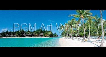 Kunstdruk Shutterstock - Beautiful beach on Bora Bora 95x33cm