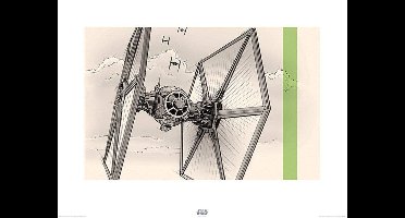 Kunstdruk Star Wars - Episode VII TIE Fighter Pencil Art 80x60cm