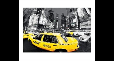 Kunstdruk Rush Hour Times Square Yellow Cabs 80x60cm