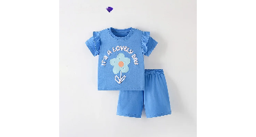 SunnyBloom – Zomer & Schattig – Matchende Zomerset Mooie blauwe bloem / 100 (2-3 jaar) | Educatief Speelgoed