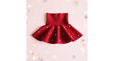 Girls Knitted Skirt– Comfort&Stijl– Kinder Rok Wijnrood / Verspreide parels / 120 (3–4 jaar) | Educatief Speelgoed