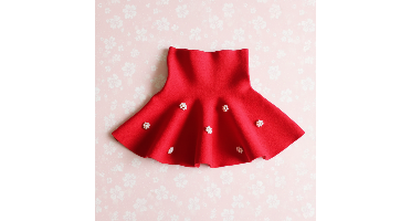 Girls Knitted Skirt– Comfort&Stijl– Kinder Rok Rood / Parelbloesem / 110 (2–3 jaar) | Educatief Speelgoed