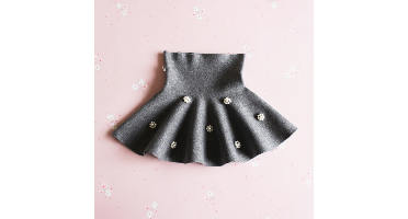 Girls Knitted Skirt– Comfort&Stijl– Kinder Rok Grijs / Parelbloesem / 110 (2–3 jaar) | Educatief Speelgoed