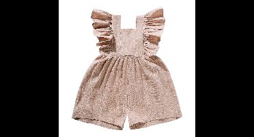 Mini Fashion™ - Zomers&Schattig - Kinder Jumpsuit Meisjes Lichtbruin / 80 (9-12 maanden) | Educatief Speelgoed