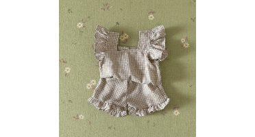 Girls Ruffle Tee– Luchtig&Schattig– Kinder Kleding Set Koffie / 100 (6–12 maanden) | Educatief Speelgoed