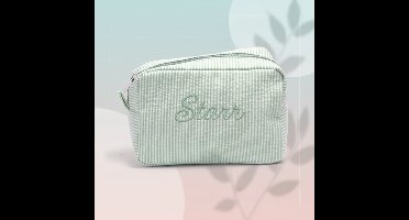 Striped Name Pouch– Gepersonaliseerd&Stijlvol– Make-up Tas Groen | Educatief Speelgoed