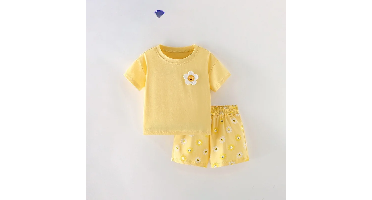 SunnyBloom – Zomer & Schattig – Matchende Zomerset Gele bloem / 110 (3-4 jaar) | Educatief Speelgoed